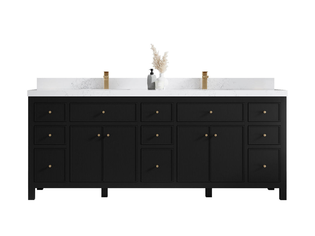 Sonoma 84 in W x 22 in D Free Standing Reeded Double Sink Bathroom Vanity - Willow Bath and Vanity