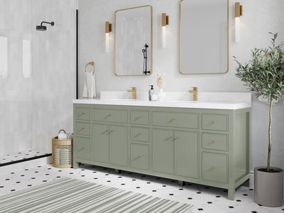 Sonoma 84 in W x 22 in D Free Standing Reeded Double Sink Bathroom Vanity - Willow Bath and Vanity