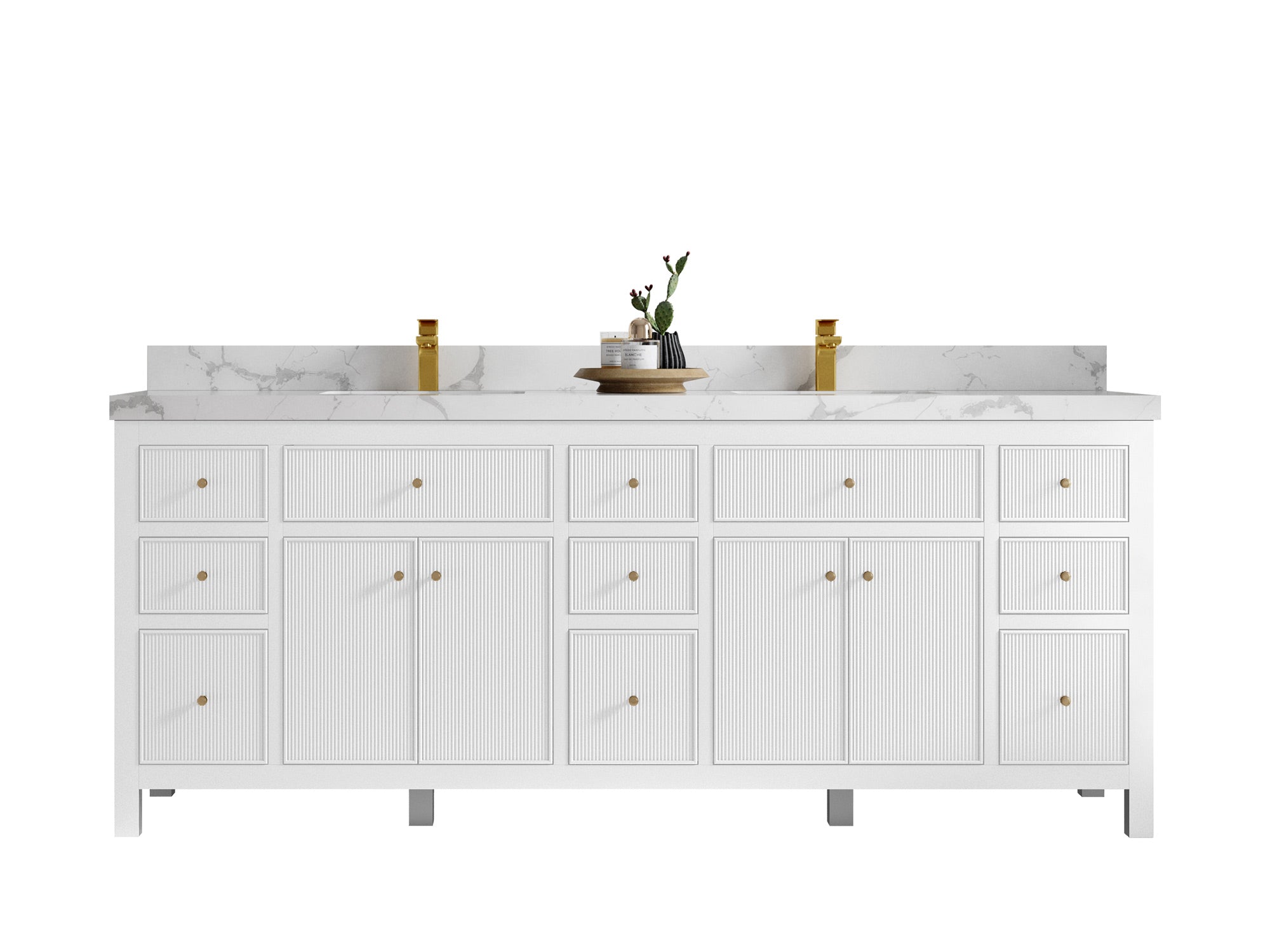 Sonoma 84 in W x 22 in D Free Standing Reeded Double Sink Bathroom Vanity - Willow Bath and Vanity