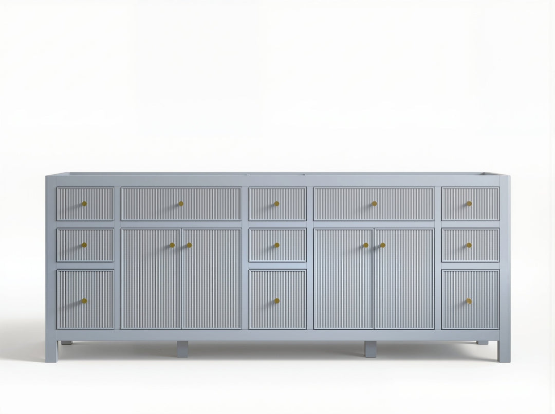 Sonoma 84 in W x 22 in D Free Standing Reeded Double Sink Bathroom Vanity | 
              
                Blue Heather
                
                  
             - SON_BLU_BRS_84 - photo №4