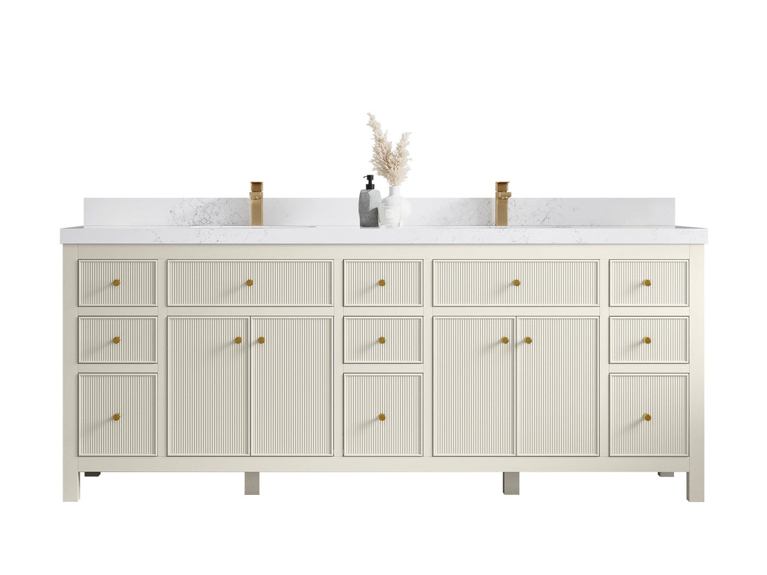 Sonoma 84 in W x 22 in D Free Standing Reeded Double Sink Bathroom Vanity - Willow Bath and Vanity
