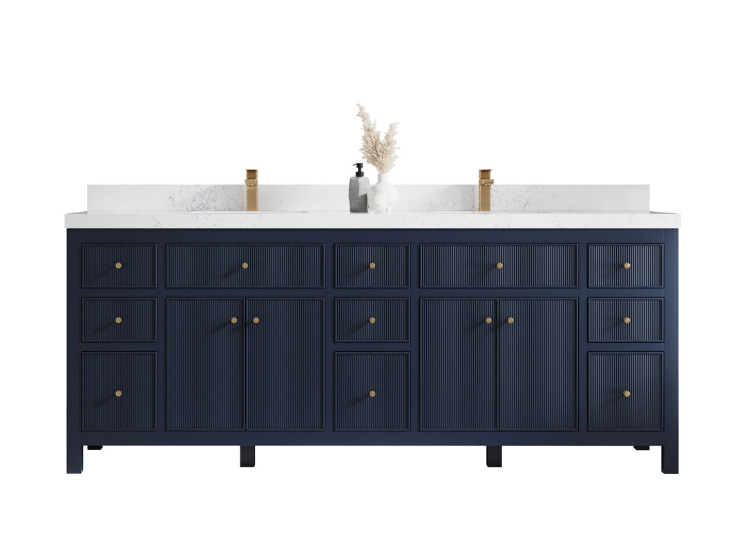 Sonoma 84 in W x 22 in D Free Standing Reeded Double Sink Bathroom Vanity - Willow Bath and Vanity