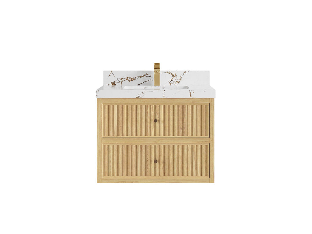 Sonoma Floating Teak 30 in. W x 22 in. D Single Sink Bathroom Vanity - Willow Bath and Vanity