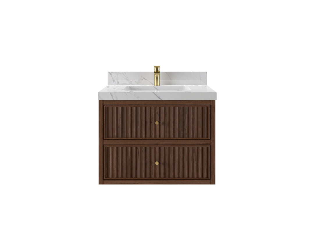Sonoma Floating Teak 30 in. W x 22 in. D Single Sink Bathroom Vanity - Willow Bath and Vanity