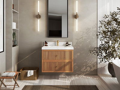 Sonoma Floating Teak 30 in. W x 22 in. D Single Sink Bathroom Vanity - Willow Bath and Vanity