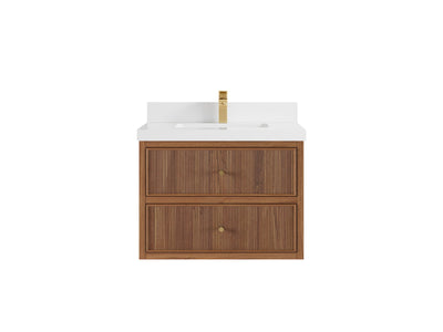 Sonoma Floating Teak 30 in. W x 22 in. D Single Sink Bathroom Vanity - Willow Bath and Vanity