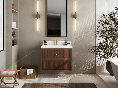 Sonoma Floating Teak 30 in. W x 22 in. D Single Sink Bathroom Vanity - Willow Bath and Vanity