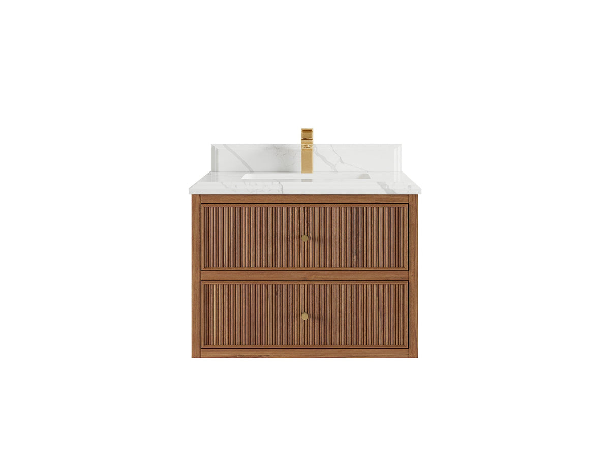 Sonoma Floating Teak 30 in. W x 22 in. D Single Sink Bathroom Vanity - Willow Bath and Vanity
