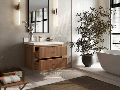 Sonoma Floating Teak 30 in. W x 22 in. D Single Sink Bathroom Vanity - Willow Bath and Vanity