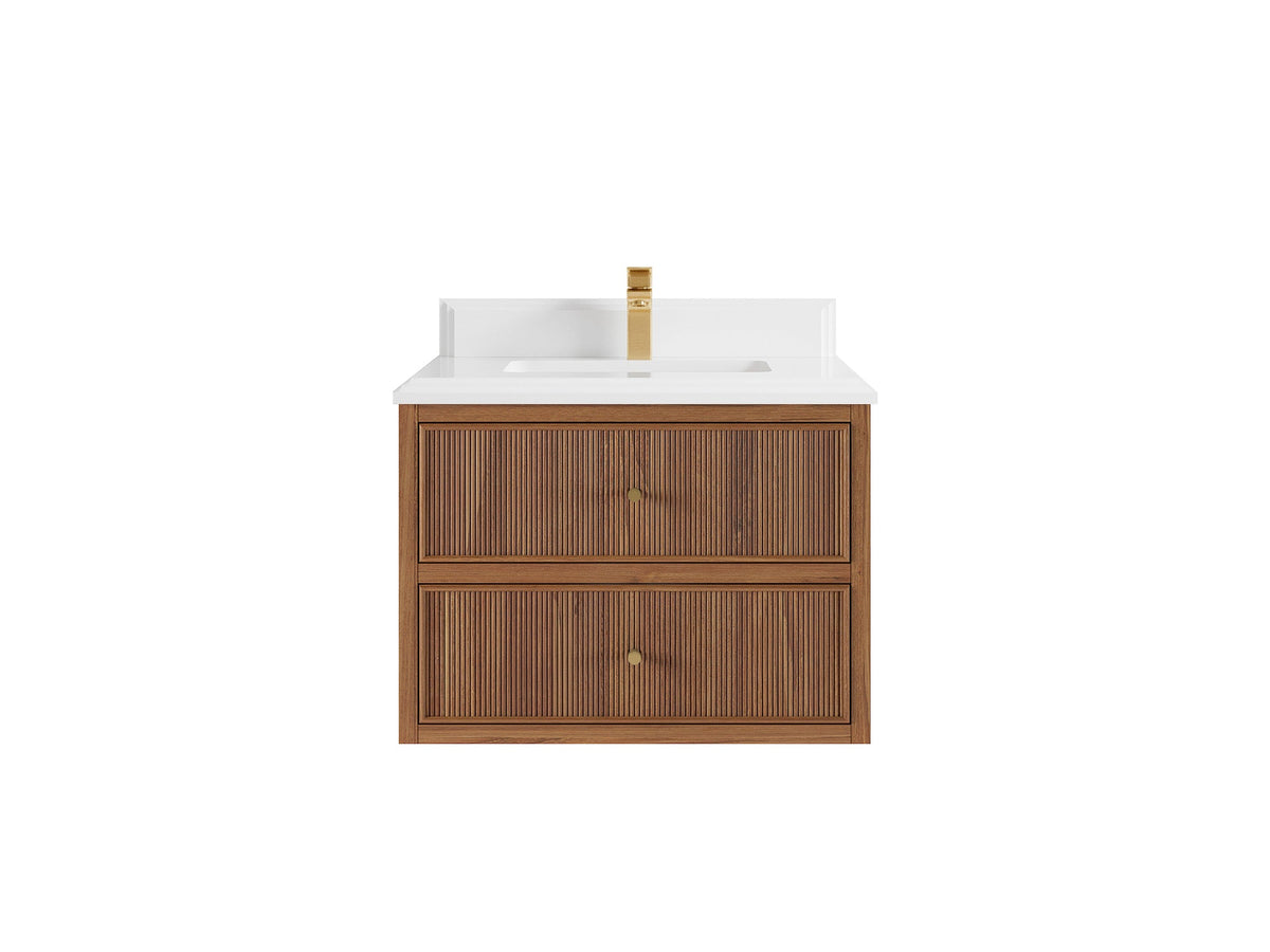 Sonoma Floating Teak 30 in. W x 22 in. D Single Sink Bathroom Vanity - Willow Bath and Vanity