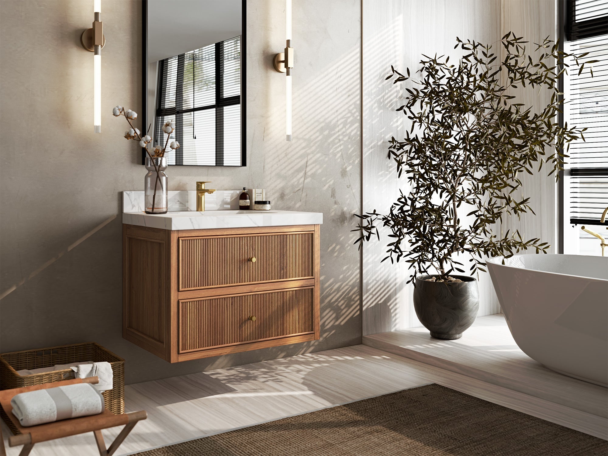 Sonoma Floating Teak 30 in. W x 22 in. D Single Sink Bathroom Vanity - Willow Bath and Vanity