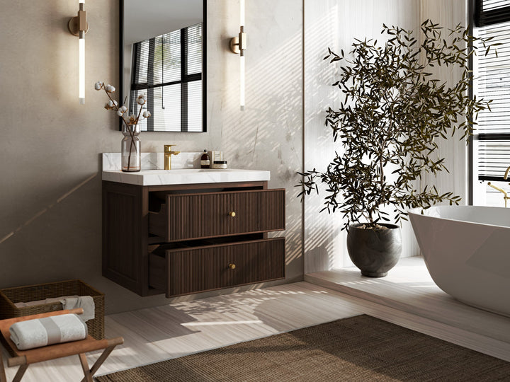 Sonoma Floating Teak 30 in. W x 22 in. D Single Sink Bathroom Vanity - photo 3