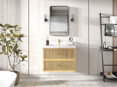 Sonoma Floating Teak 30 in. W x 22 in. D Single Sink Bathroom Vanity - Willow Bath and Vanity
