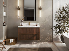 Sonoma Reeded Floating Teak 36 in. W x 22 in. D Center Sink Bathroom Vanity - photo 4