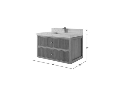 Sonoma Floating Teak 36 in. W x 22 in. D Center Sink Bathroom Vanity - Willow Bath and Vanity