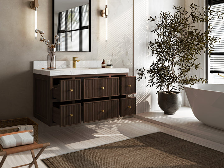 Sonoma Floating Teak 42 in. W x 22 in. D Single Sink Bathroom Vanity - photo 3