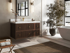 Sonoma Reeded Floating Teak 42 in. W x 22 in. D Single Sink Bathroom Vanity - photo 2