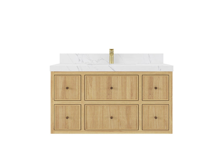 Sonoma Floating Teak 42 in. W x 22 in. D Single Sink Bathroom Vanity - photo 1