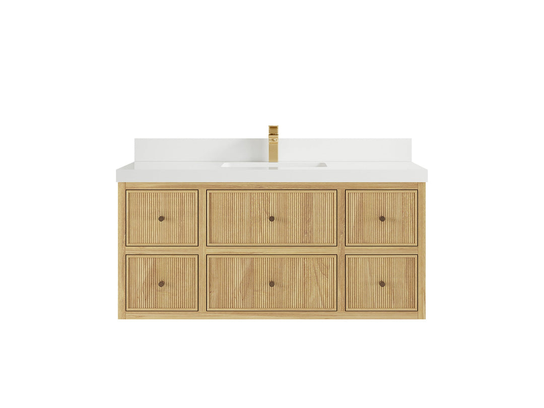Sonoma Floating Teak 48 in. W x 22 in. D Single Sink Bathroom Vanity - Willow Bath and Vanity