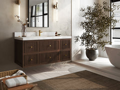 Sonoma Reeded Floating Teak 48 in. W x 22 in. D Single Sink Bathroom Vanity - photo 2