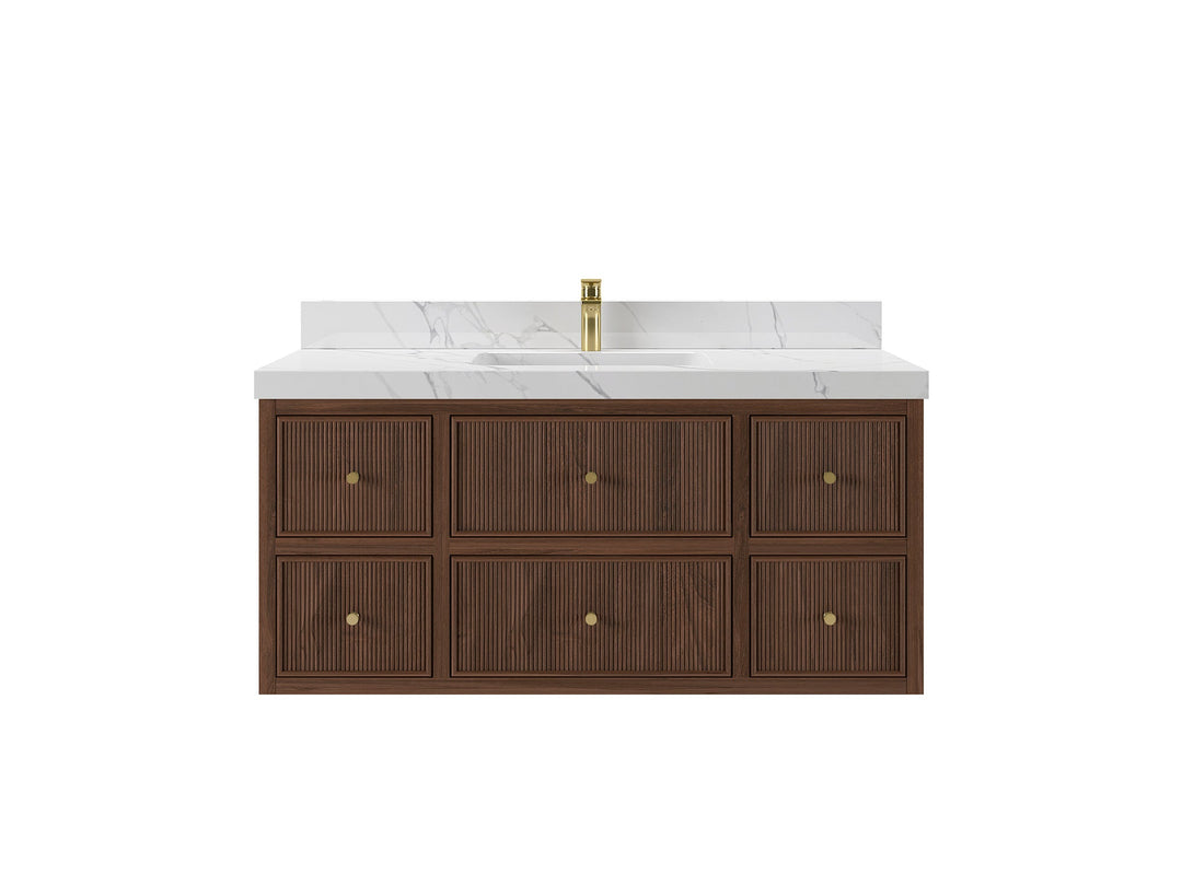 Sonoma Floating Teak 48 in. W x 22 in. D Single Sink Bathroom Vanity - Willow Bath and Vanity