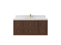 Sonoma Reeded Floating Teak 48 in. W x 22 in. D Single Sink Bathroom Vanity - photo 1