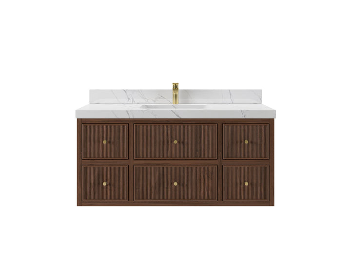 Sonoma Floating Teak 48 in. W x 22 in. D Single Sink Bathroom Vanity - photo 1