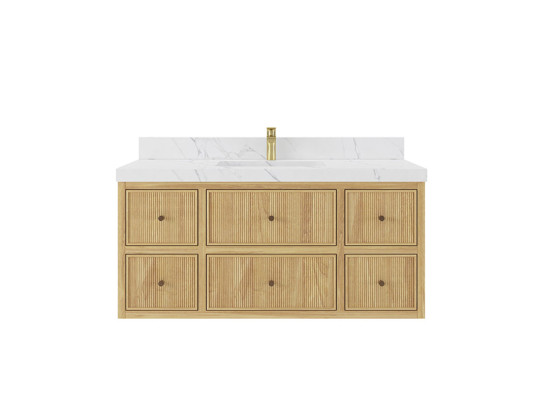 Sonoma Floating Teak 48 in. W x 22 in. D Single Sink Bathroom Vanity - Willow Bath and Vanity