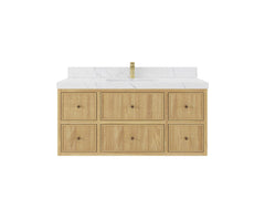 Sonoma Reeded Floating Teak 48 in. W x 22 in. D Single Sink Bathroom Vanity - photo 1
