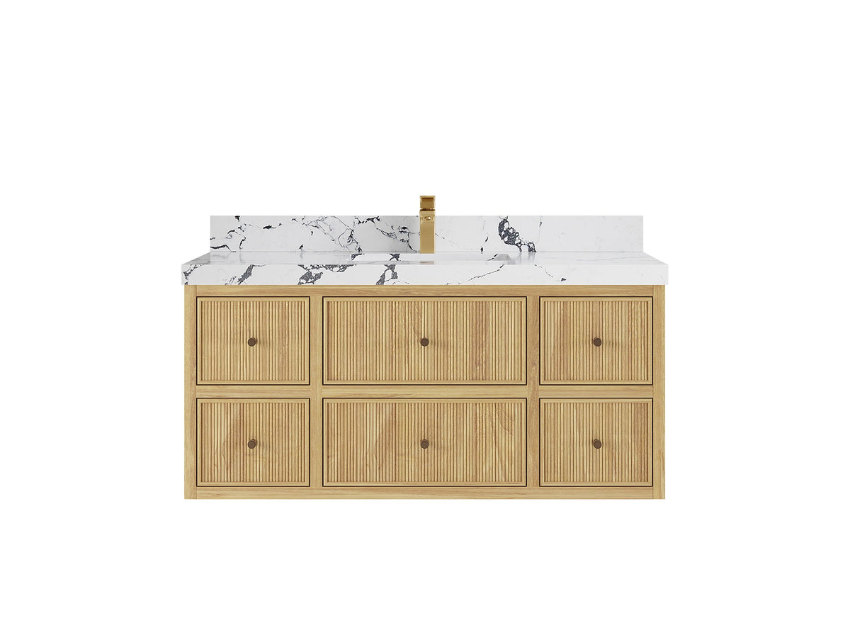 Sonoma Floating Teak 48 in. W x 22 in. D Single Sink Bathroom Vanity - Willow Bath and Vanity