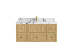 Sonoma Reeded Floating Teak 48 in. W x 22 in. D Single Sink Bathroom Vanity - photo 21
