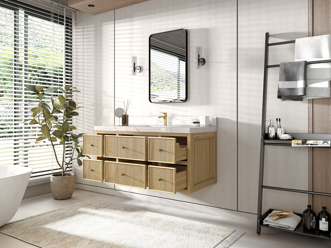 Sonoma Floating Teak 48 in. W x 22 in. D Single Sink Bathroom Vanity - Willow Bath and Vanity