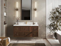 Sonoma Reeded Floating Teak 48 in. W x 22 in. D Single Sink Bathroom Vanity - photo 4