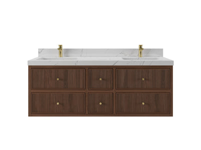 Sonoma Floating Teak 60 in. W x 22 in. D Double Sink Bathroom Vanity - Willow Bath and Vanity