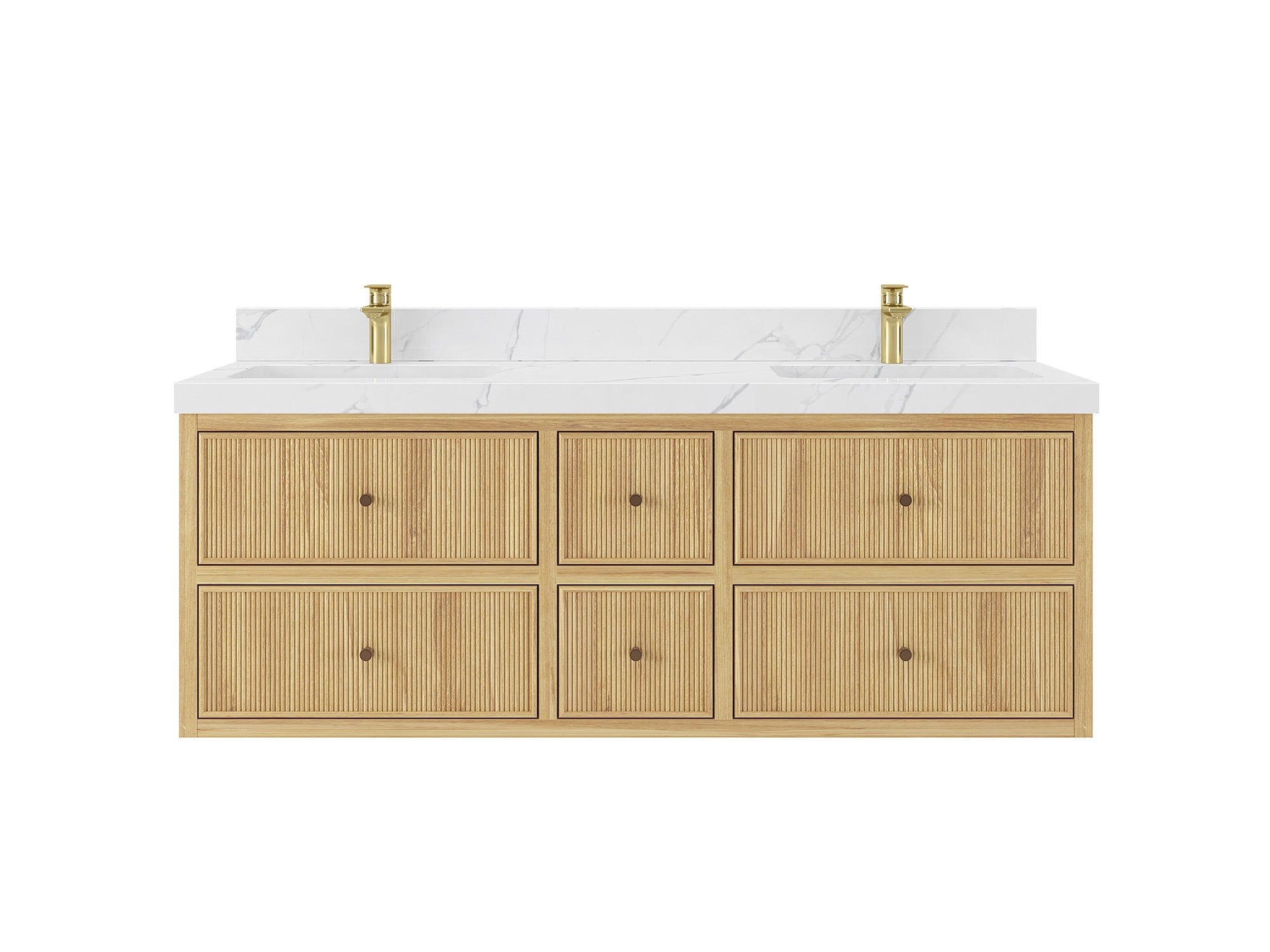 Sonoma Floating Teak 60 in. W x 22 in. D Double Sink Bathroom Vanity - Willow Bath and Vanity