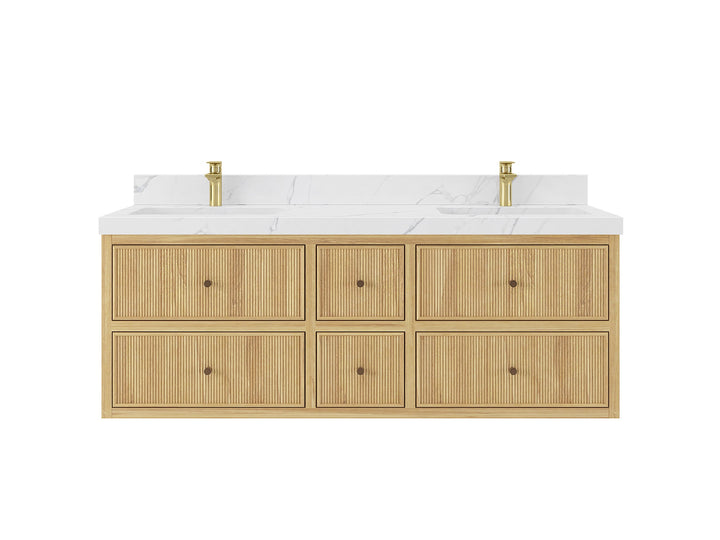 Sonoma Floating Teak 60 in. W x 22 in. D Double Sink Bathroom Vanity - photo 1