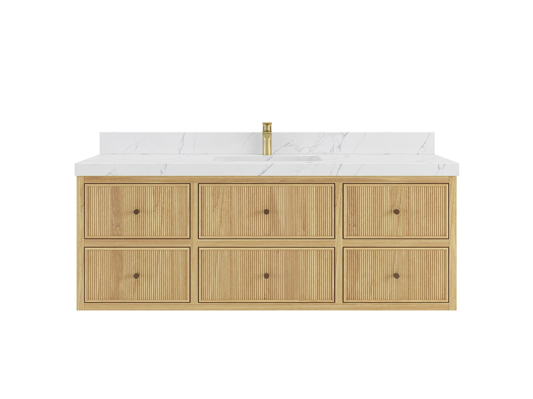 Sonoma Floating Teak 60 in. W x 22 in. D Single Sink Bathroom Vanity - Willow Bath and Vanity
