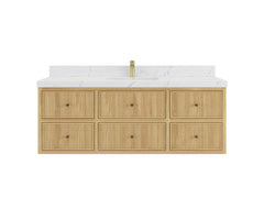 Sonoma Reeded Floating Teak 60 in. W x 22 in. D Single Sink Bathroom Vanity - photo 1