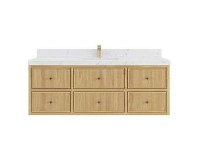 Sonoma Floating Teak 60 in. W x 22 in. D Single Sink Bathroom Vanity - Willow Bath and Vanity