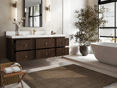 Sonoma Reeded Floating Teak 60 in. W x 22 in. D Single Sink Bathroom Vanity - photo 3