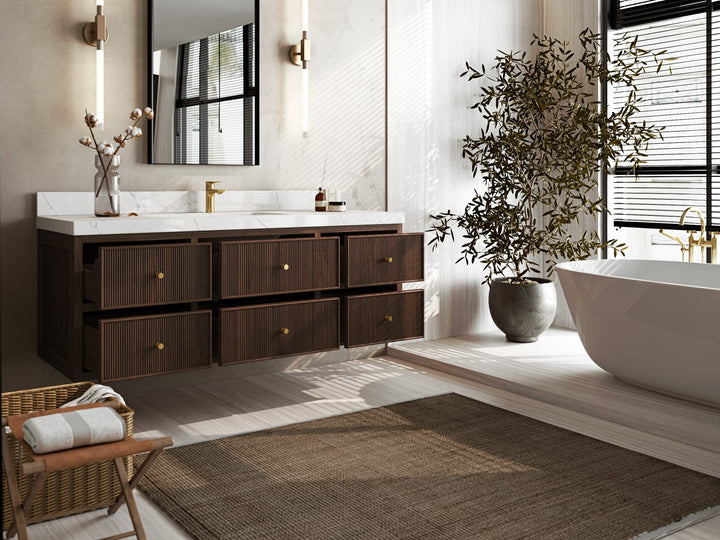 Sonoma Floating Teak 60 in. W x 22 in. D Single Sink Bathroom Vanity - photo 3