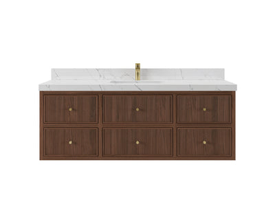 Sonoma Floating Teak 60 in. W x 22 in. D Single Sink Bathroom Vanity - Willow Bath and Vanity