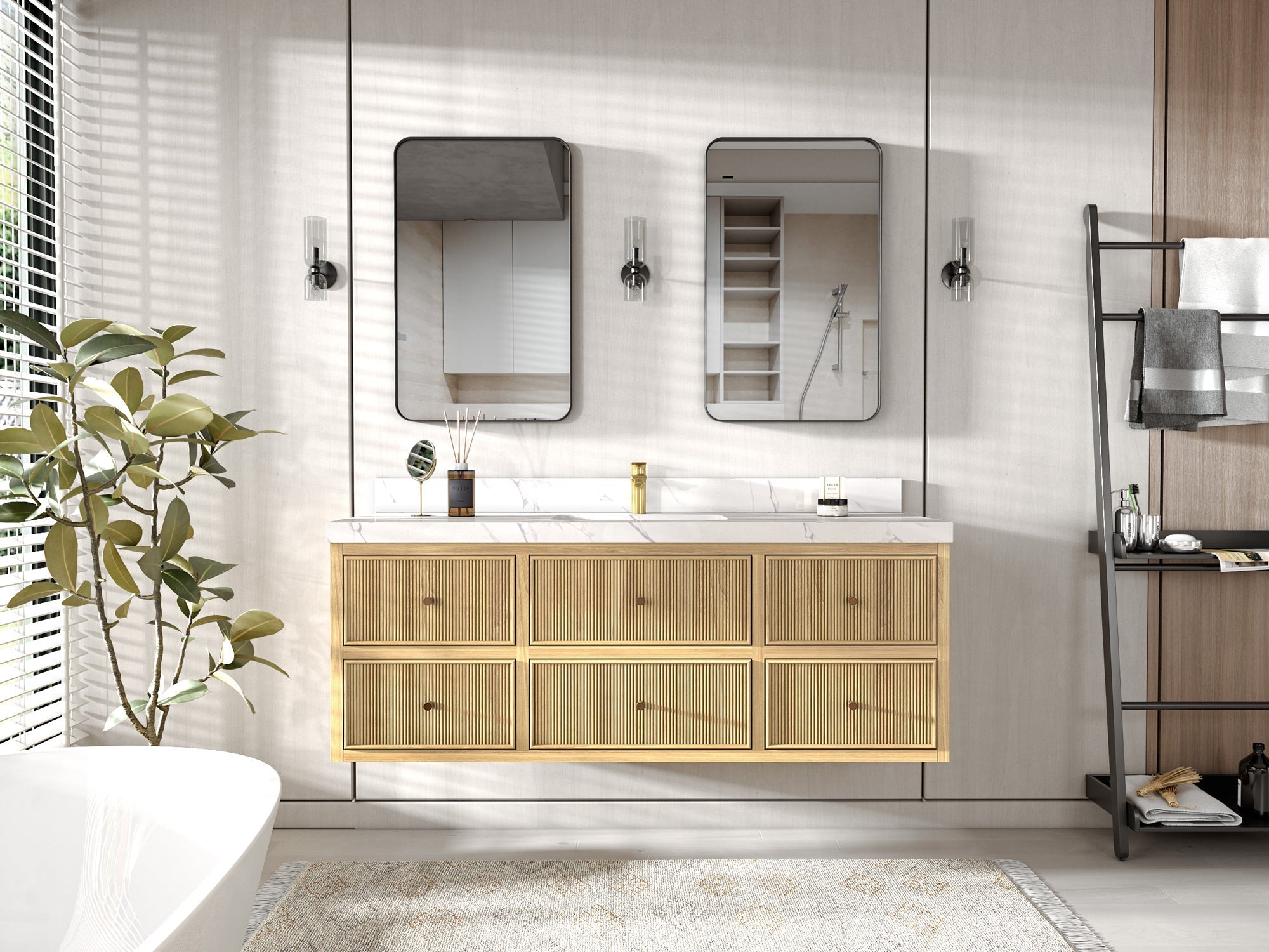 Sonoma Floating Teak 60 in. W x 22 in. D Single Sink Bathroom Vanity - Willow Bath and Vanity