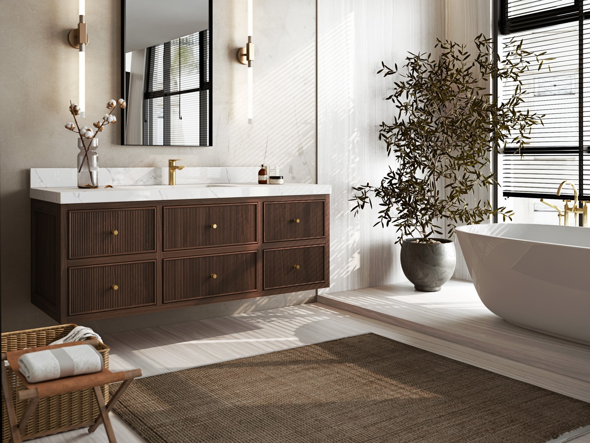 Sonoma Floating Teak 60 in. W x 22 in. D Single Sink Bathroom Vanity - Willow Bath and Vanity