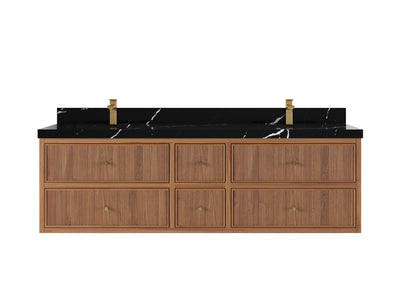 Sonoma Floating Teak 72 in. W x 22 in. D Double Sink Bathroom Vanity - Willow Bath and Vanity
