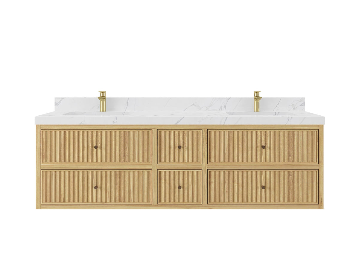 Sonoma Floating Teak 72 in. W x 22 in. D Double Sink Bathroom Vanity - Willow Bath and Vanity