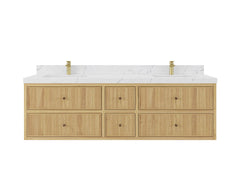 Sonoma Reeded Floating Teak 72 in. W x 22 in. D Double Sink Bathroom Vanity - photo 1