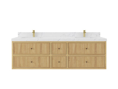 Sonoma Floating Teak 72 in. W x 22 in. D Double Sink Bathroom Vanity - Willow Bath and Vanity