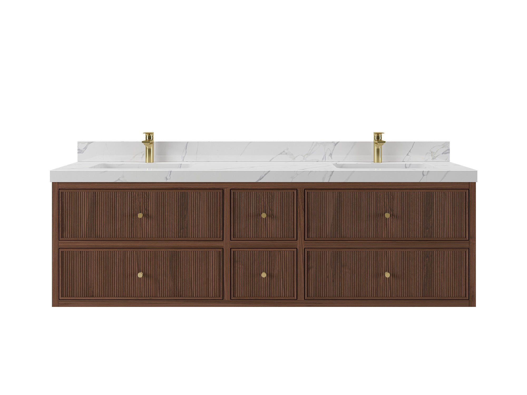 Sonoma Floating Teak 72 in. W x 22 in. D Double Sink Bathroom Vanity - Willow Bath and Vanity