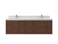 Sonoma Reeded Floating Teak 72 in. W x 22 in. D Double Sink Bathroom Vanity - photo 1